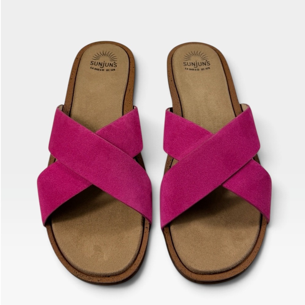 G.H. Bass Sunjuns Stella Slide Sandals Womens 9.5 Berry Pink Leather New